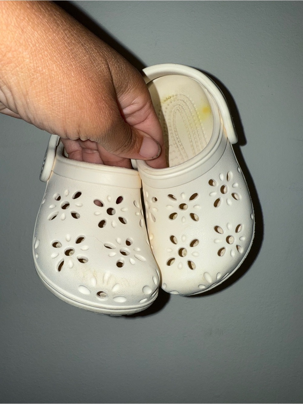 CROCS Kids Cream Floral Perforated Clogs